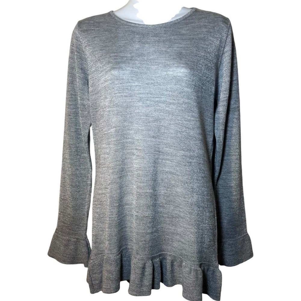 Benedetta B Italian Fine Knit Ruffle Sweater Top size L - fits M - NWT
